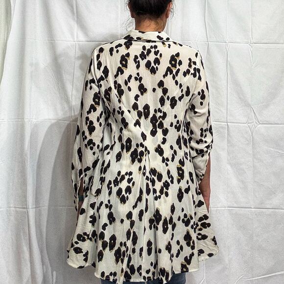 Entro Cream Leopard Print Tunic Blouse Sz S - Picture 10 of 12